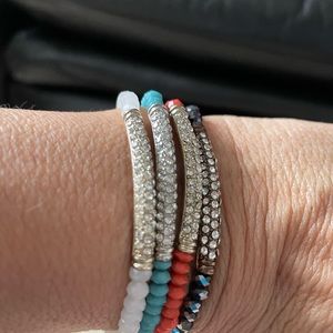Set of 4 beaded stretch bracelets with crystals bundle and save